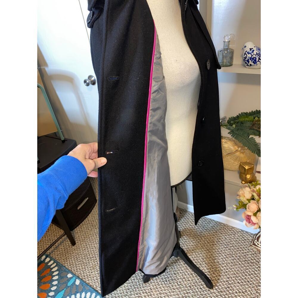 Calvin Klein GUC size 2 Black Double Breasted Wool Blend Button Down Trench Coat - Picture 8 of 12